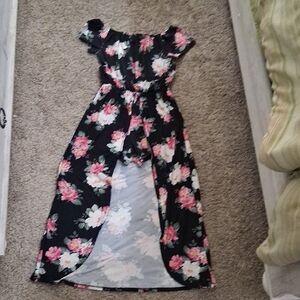 Pink and White Asymmetrical Wrap Jumpsuit with Flutter Sleeves